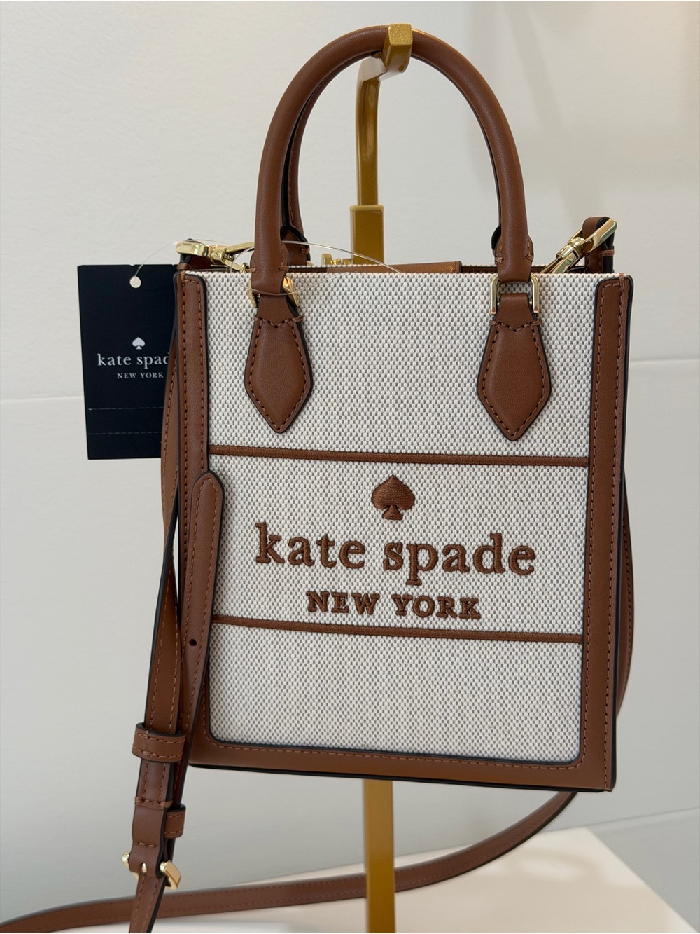 Kate Spade Mini Ellie  Cream & Brown Logo Crossbody Bag NEW w tags